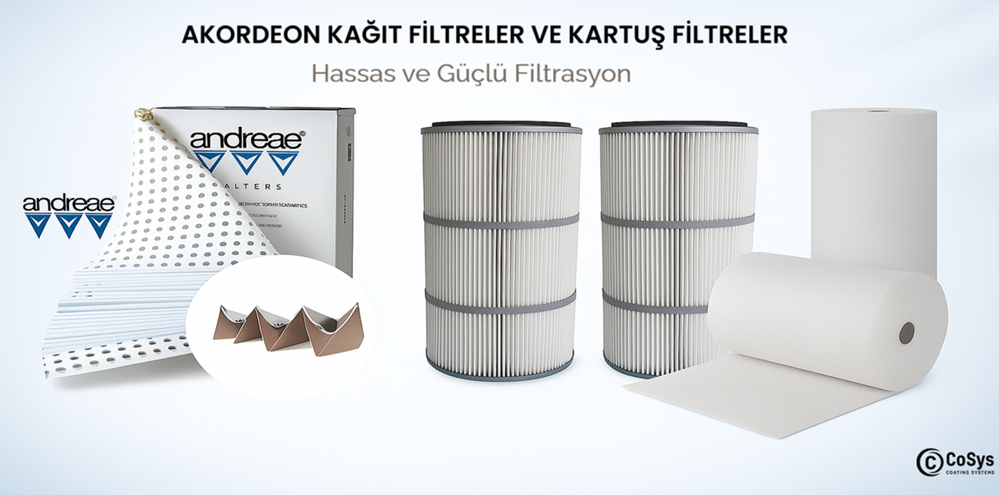 AKORDEON KAĞIT FİLTRE, TEFLON KARTUŞ FİLTRE, BEYAZ ELYAF FİLTRE