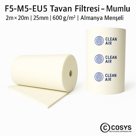 F5–M5–EU5 Mumlu Elyaf Tavan Filtresi |  V600G | 2mx20m