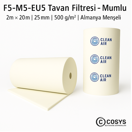 F5–M5–EU5 Mumlu Elyaf Tavan Filtresi |  V500S | 2mx20m